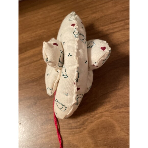 Vintage Handmade Christmas Tree Ornament Bird Dove Plush 1980s White Red - Picture 7 of 9